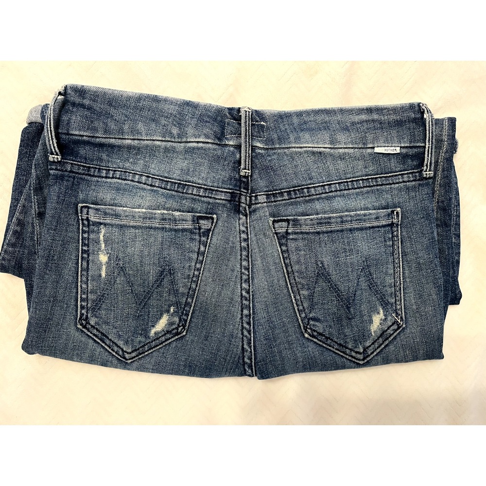 MOTHER Denim Looker Crop Gypsy Distressed Rolled Fray Hem Ankle Jean Size 24 - Picture 4 of 5